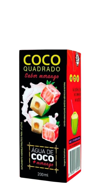 Água Coco Quadrado Morango 200 ml, Coco Quadrado